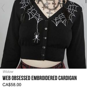 Dolls Kill - Web Obsessed Embroidered Cardigan - Size XXS